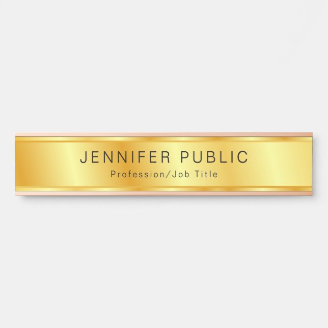 Faux Gold Elegant Modern Personalized Template Door Sign (Front)