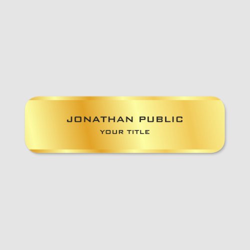 Faux Gold Elegant Modern Personalized Template Name Tag
