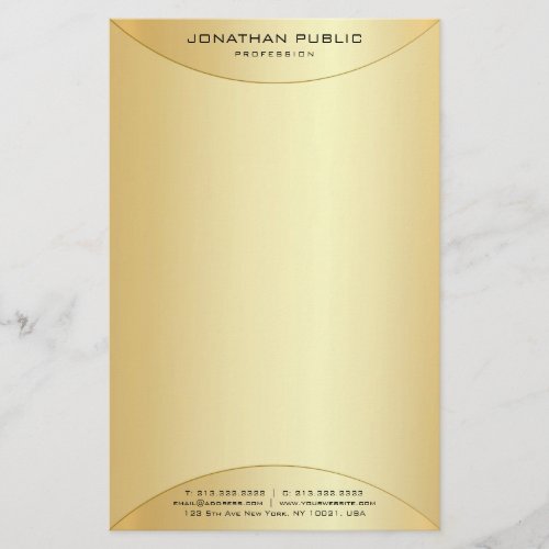 Faux Gold Elegant Modern Personalized Template Stationery