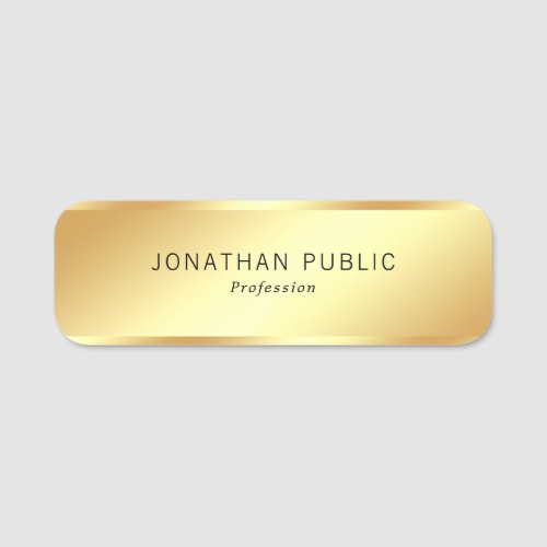 Faux Gold Elegant Modern Simple Template Rectangle Name Tag