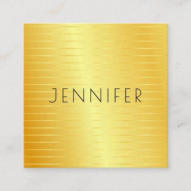 Faux Gold Elegant Modern Template Professional Square Business Card (Front)