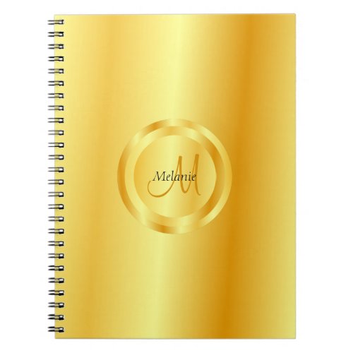 Faux Gold Elegant Modern Template Trendy Monogram Notebook