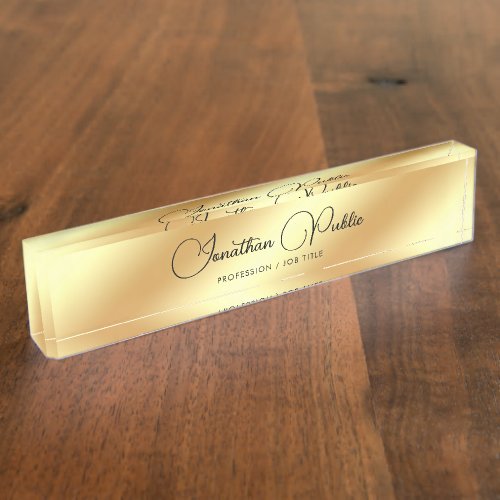 Faux Gold Elegant Modern Template Typography Desk Name Plate