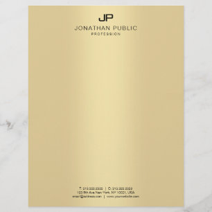 Faux Gold Elegant Monogram Glamour Template Modern Letterhead
