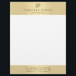 Faux Gold Elegant Monogram Modern Template Glamour Letterhead<br><div class="desc">Faux Gold Elegant Monogram Modern Template Glamour Letterhead.</div>