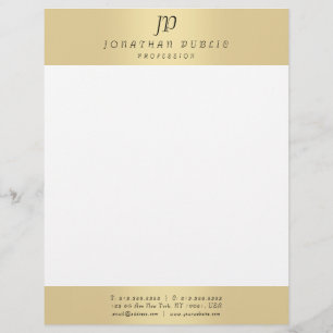 Faux Gold Elegant Monogram Modern Template Glamour Letterhead