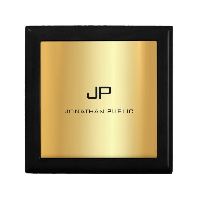 Faux Gold Elegant Monogrammed Template Classic Gift Box (Front)