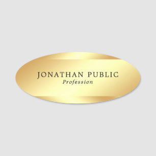 Faux Gold Elegant Personalized Modern Template Name Tag