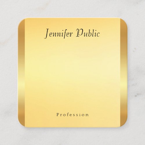 Faux Gold Elegant Script Glamour Template Modern Square Business Card