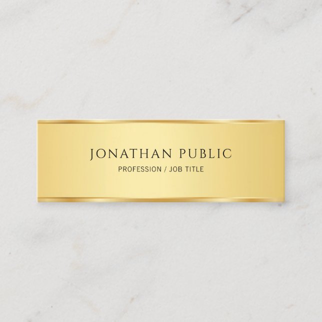 Faux Gold Elegant Simple Template Modern Mini Business Card (Front)