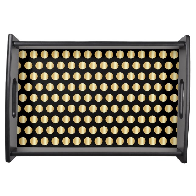Faux Gold Elegant Template Black Modern Trendy Serving Tray (Front)