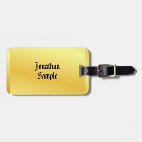Faux Gold Elegant Template Classic Old Style Text Luggage Tag