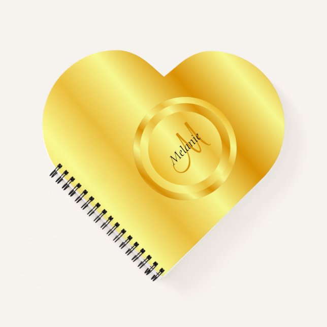Faux Gold Elegant Template Monogram Personalized Notebook (Front)