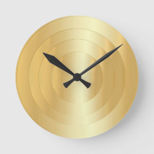 Faux Gold Elegant Trendy Template Glamorous Round Clock