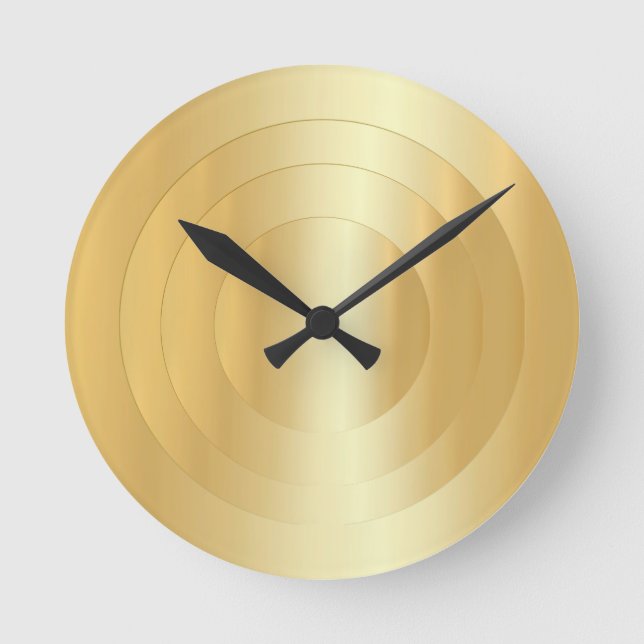 Faux Gold Elegant Trendy Template Glamorous Round Clock (Front)