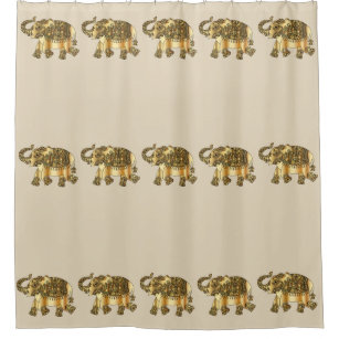 Gold Elephant Bath Beauty Zazzle, Gold Elephant Shower Curtain