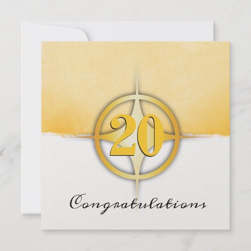 Faux gold emblem employee 20 year anniversary invitation