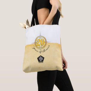 Faux gold emblem employee 20 year anniversary tote bag