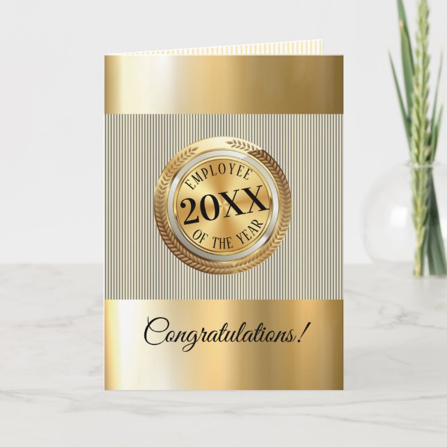 Faux gold emblem employee of the year card (Front)