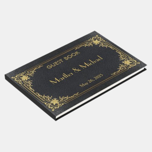Faux Gold Embossed Leather Guest Book