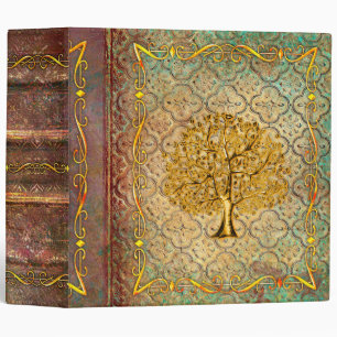 Faux Gold Embossed Tree of Life Ancient Tome 3 Ring Binder