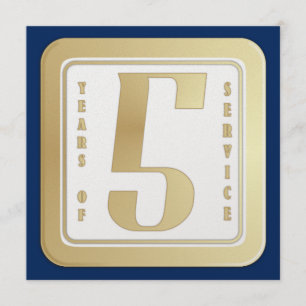 Faux gold employee 5 years service award thank you card
