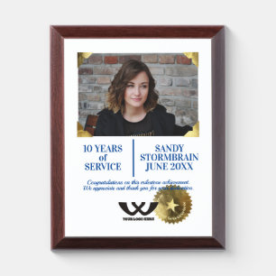 Faux gold employee anniversary recognition award plaque