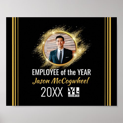 Faux gold employee of the year certificate poster