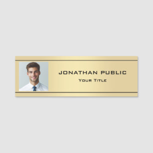 Faux Gold Employee Staff Crew Photo Image Elegant Name Tag