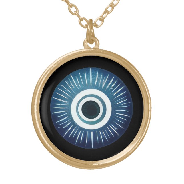 Faux Gold Evil Eye Necklace - Symbol of Protection (Front)