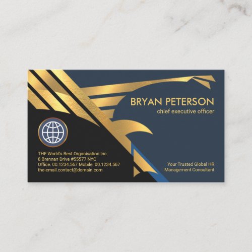 Faux Gold Falcon Eagle Wings Flying Founder CEO Business Card