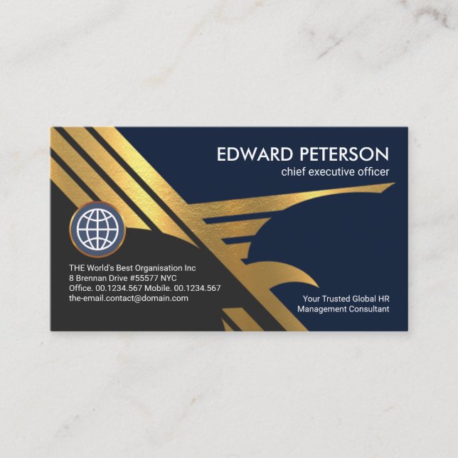 Faux Gold Falcon Eagle Wings Startup Courier Business Card (Front)