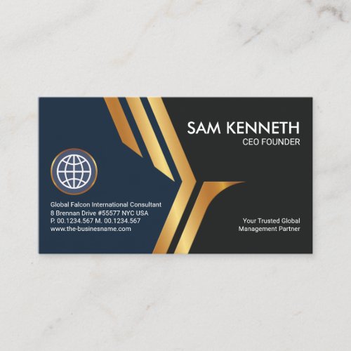 Faux Gold Falcon Wings CEO Founder Business Card
