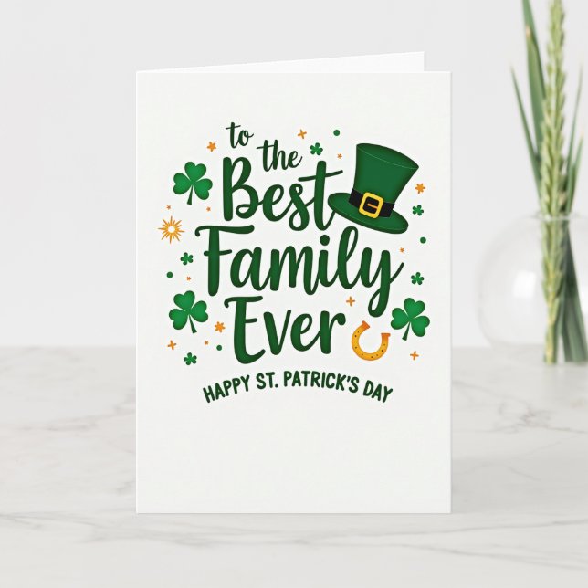 Faux Gold Family St Patricks Card (Front)