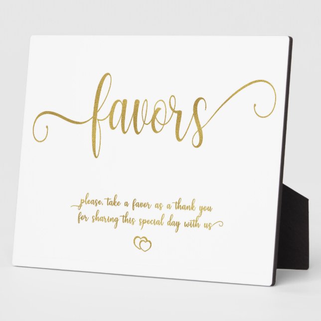 Faux Gold Favors Wedding sign Tabletop Plaque (Side)
