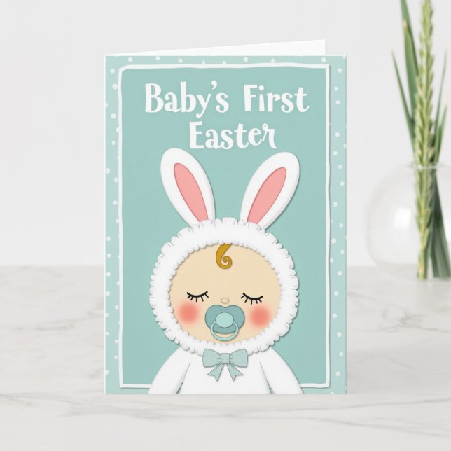 Faux Gold First Easter Baby Card (Front)