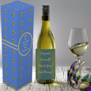 Faux Gold FleurDeLis on Blue Wine Box