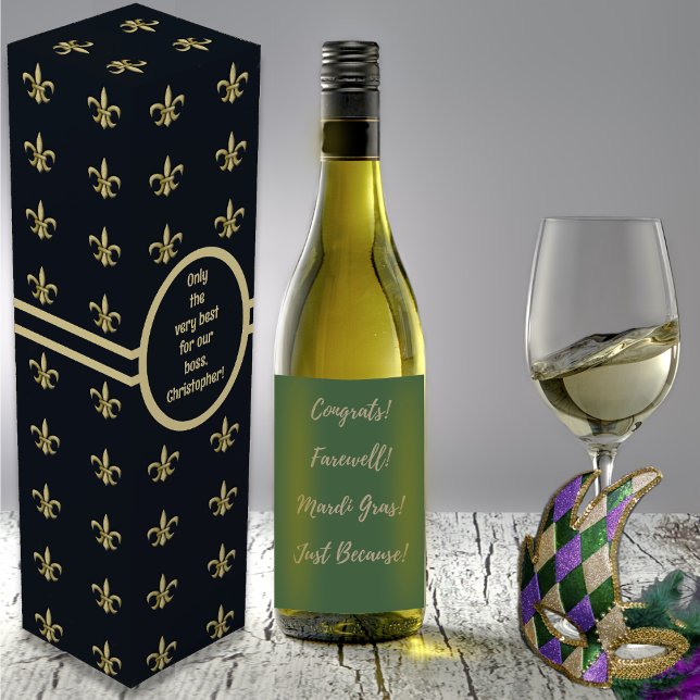 Faux Gold FleurDeLis on Graphite Wine Box (Faux Gold FleurDeLis on Graphite Wine Box by Leapfroglisics Shop)
