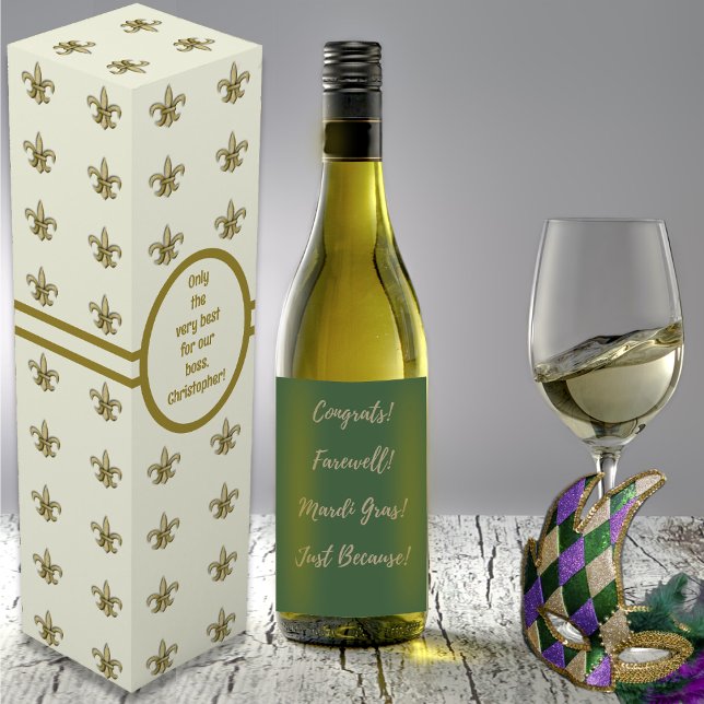 Faux Gold FleurDeLis on Ivory Wine Box (Faux Gold FleurDeLis on Ivory Wine Box by Leapfroglisics Shop)