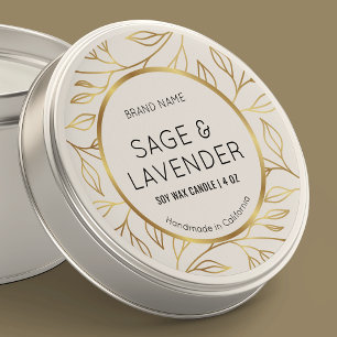 Faux Gold Floral Candle Clear Vinyl Product Label