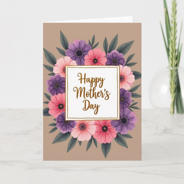 Faux Gold Floral Greeting Card (Front)