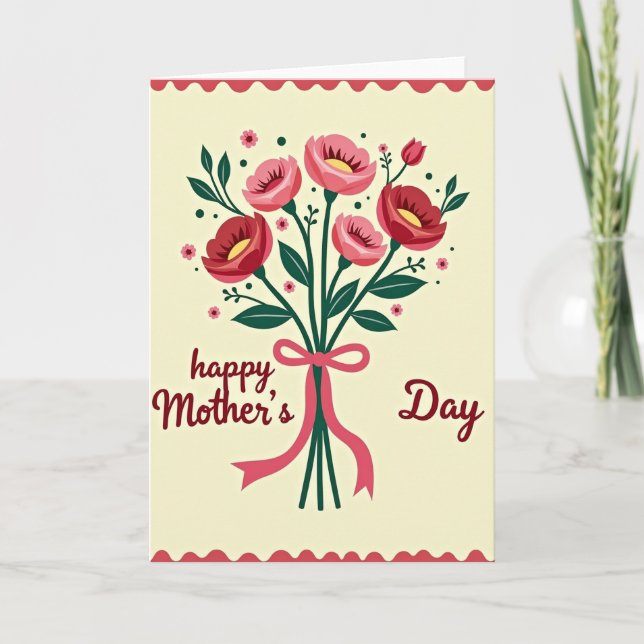 Faux Gold Floral Happy Day Card (Front)