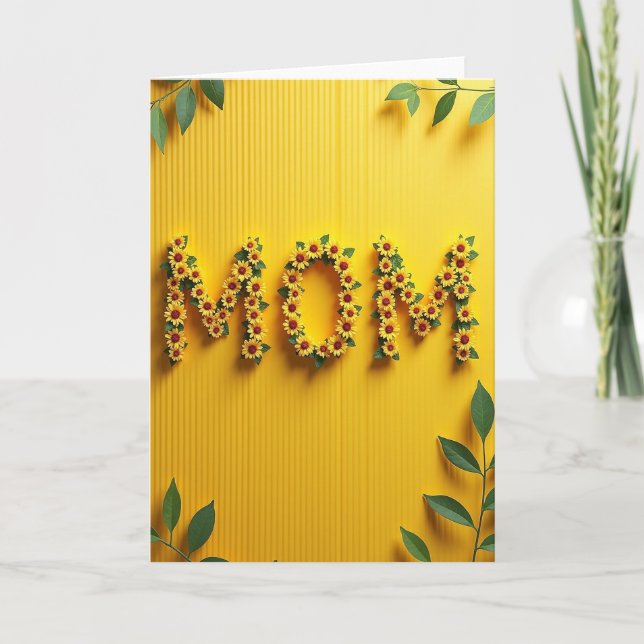 Faux Gold Floral Mom Card (Front)