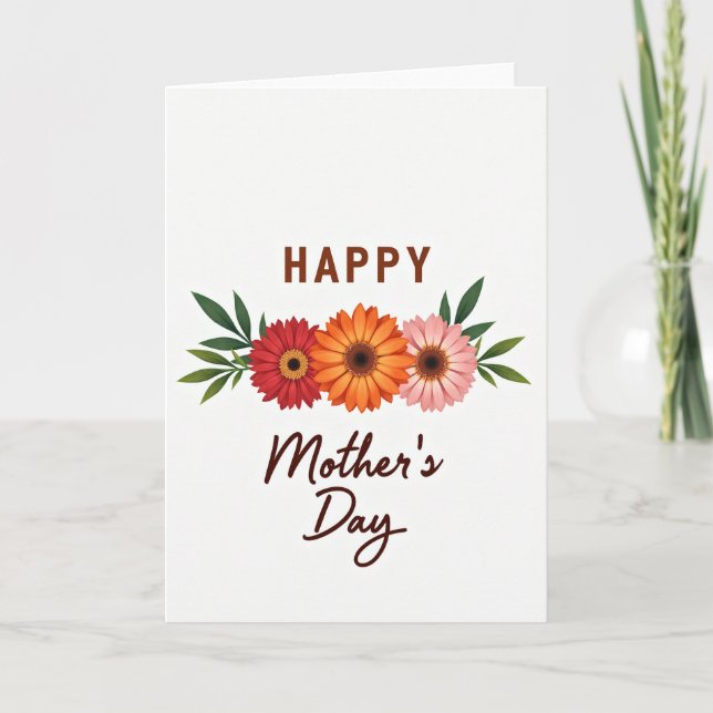 Faux Gold Flowers Happy Day Card (Front)