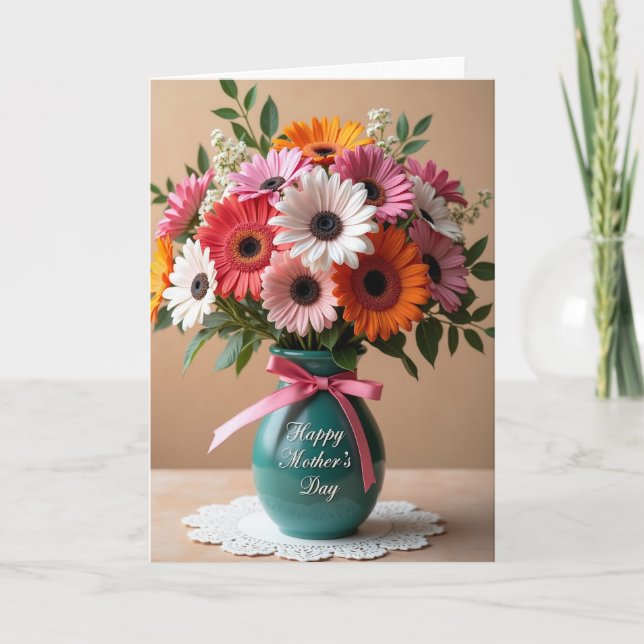 Faux Gold Flowers Message Card (Front)