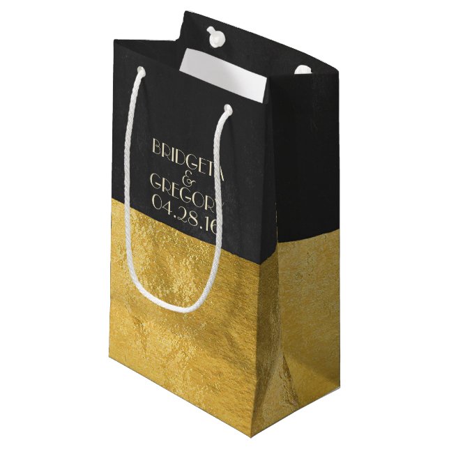 Faux Gold Foil and Chalkboard Small Gift Bag (Front Angled)