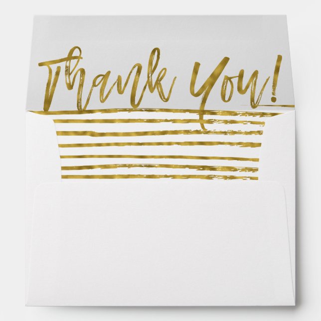 Faux Gold Foil and Elegant Script Thank You Envelope (Back (Bottom))
