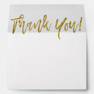 Faux Gold Foil and Elegant Script Thank You Envelope