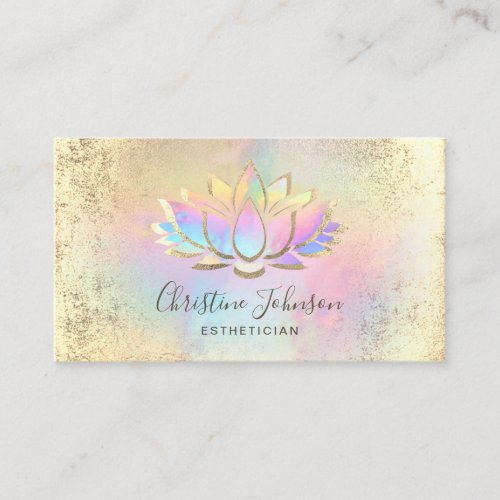faux gold foil and pastel colors lotus business card