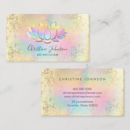 faux gold foil and pastel colors lotus business card